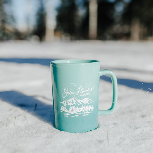 Snow Flurries Ceramic Mug- Blue Ombre - The Montana Scene