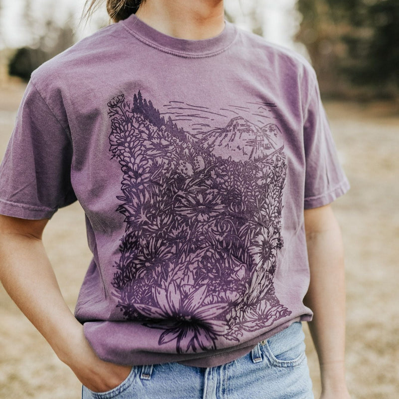 Flower Meadow Unisex Tee - Wine - The Montana Scene