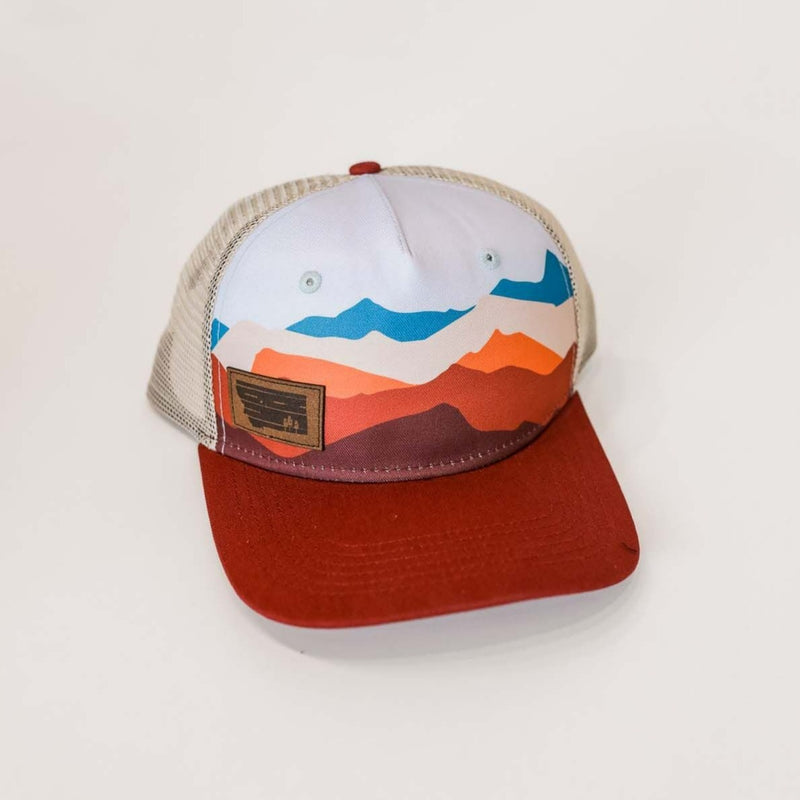 Ranges Flatbrim Unisex Trucker - Maroon/Sunset