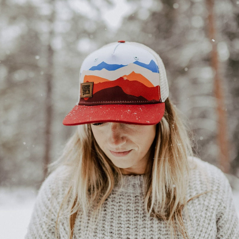 Ranges Flatbrim Unisex Trucker - Maroon/Sunset