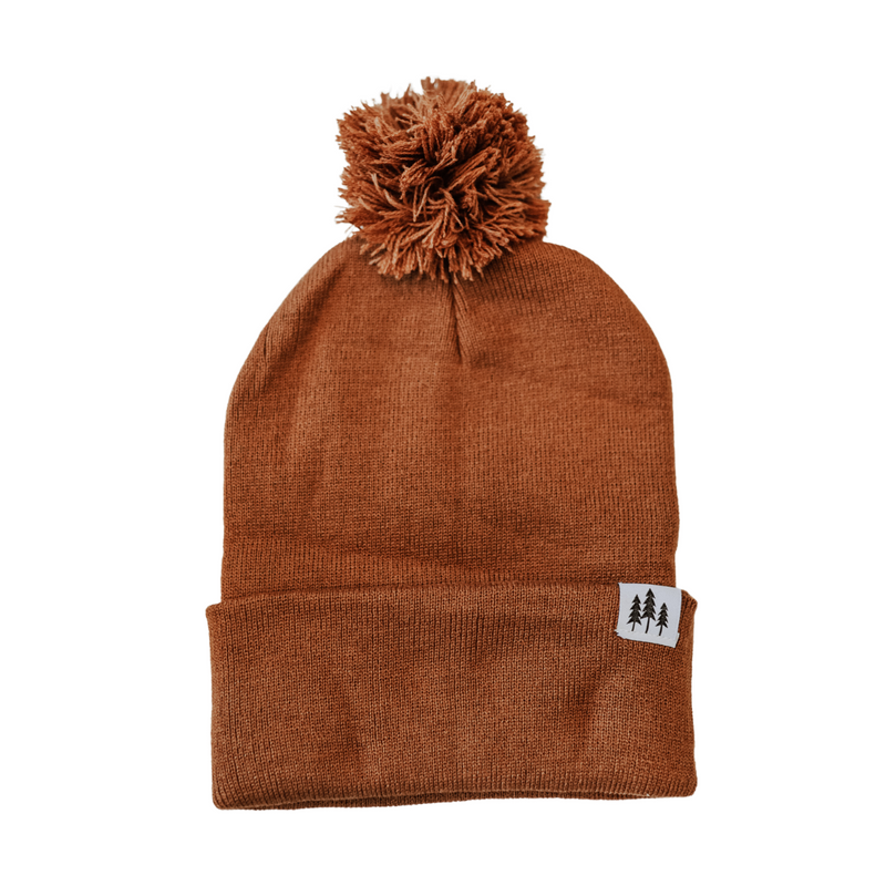 Three Tree Foldover Pom Beanie - Brown - The Montana Scene