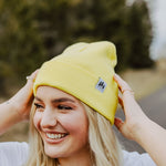 Three Tree Foldover Beanie - Neon Yellow