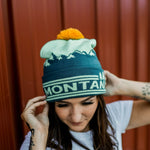 Montana Mountain Pom Beanie - Teal/Yellow