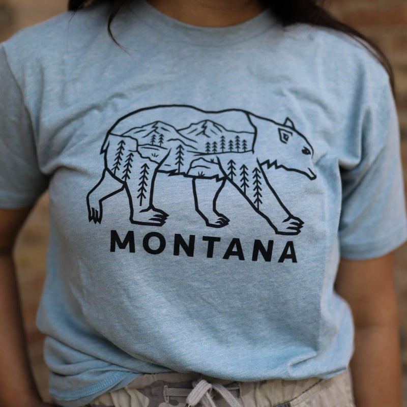 Montana Bear Unisex Tee- Light Denim - The Montana Scene