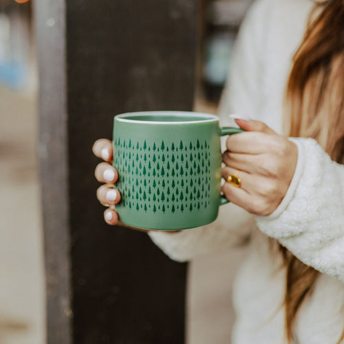 Pine Trees Ceramic Mug - Green - The Montana Scene