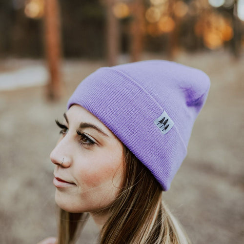 Three Tree Foldover Beanie - Purple - The Montana Scene