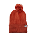 Three Tree Foldover Pom Beanie -Brick