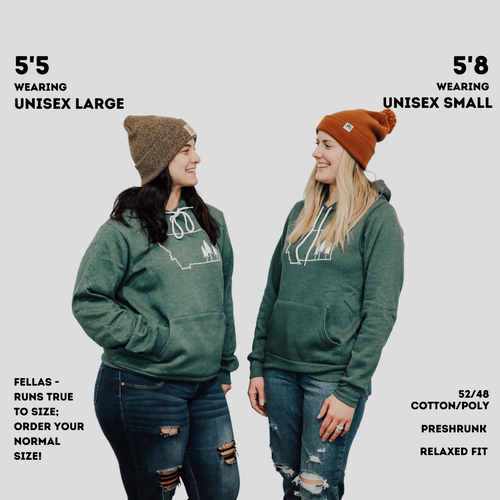 Montana Tree Outline Fleece Hoodie Unisex - Green