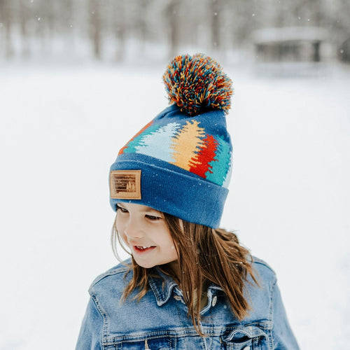 Fall Forest Kids Beanie - Blue - The Montana Scene