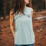 Take Me To the Wildflowers Ladies Muscle Tank - Dusty Blue - The Montana Scene