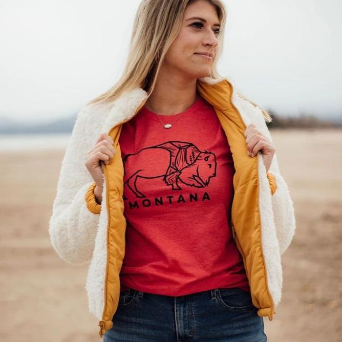 montana bison tee red