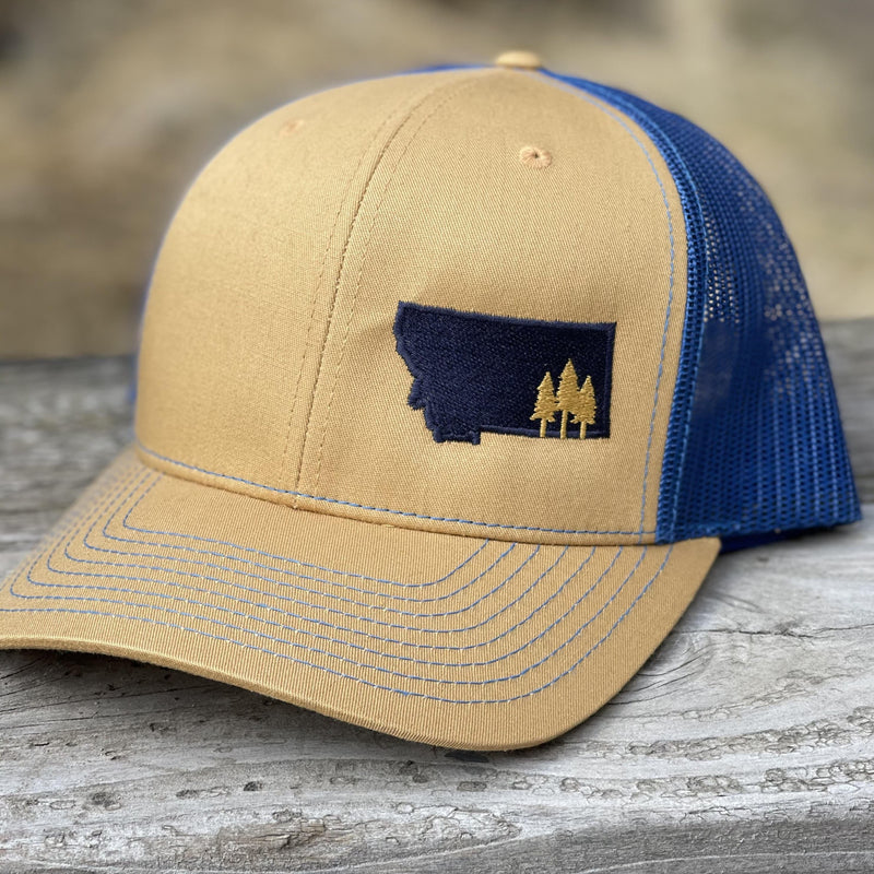 Montana Scene Tree Trucker Gold/Navy - The Montana Scene