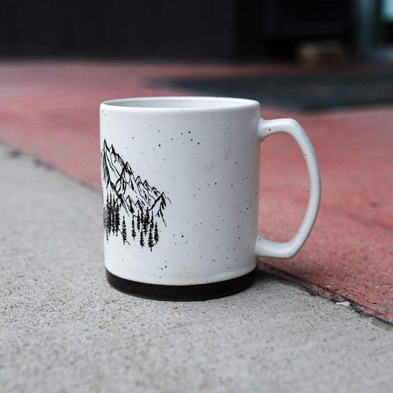 Mountain Sketch Ceramic Mug - White
