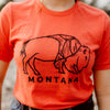 Montana Bison Unisex Tee - Faded Red