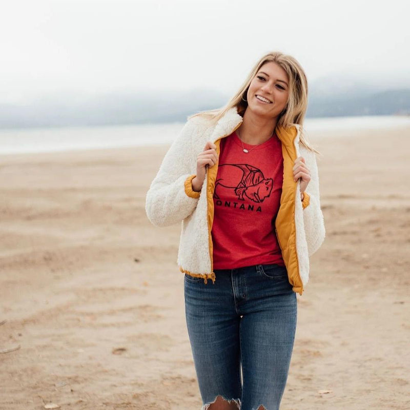 Montana Bison Unisex Tee - Faded Red