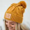 Bison Cable Knit Beanie - Mustard - The Montana Scene